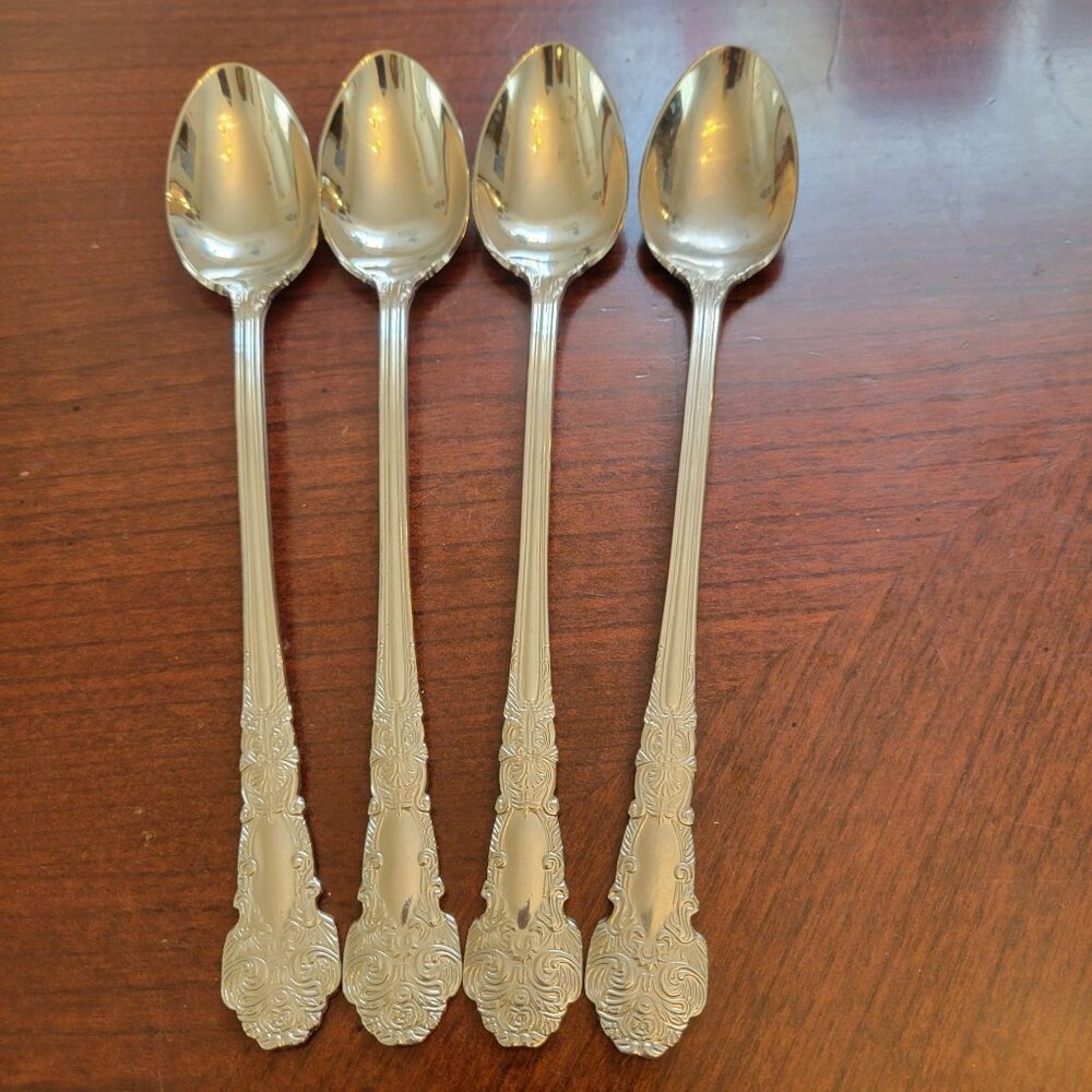 Set Of 4 Reed & Barton Iced Tea Spoons Renessaince pattern